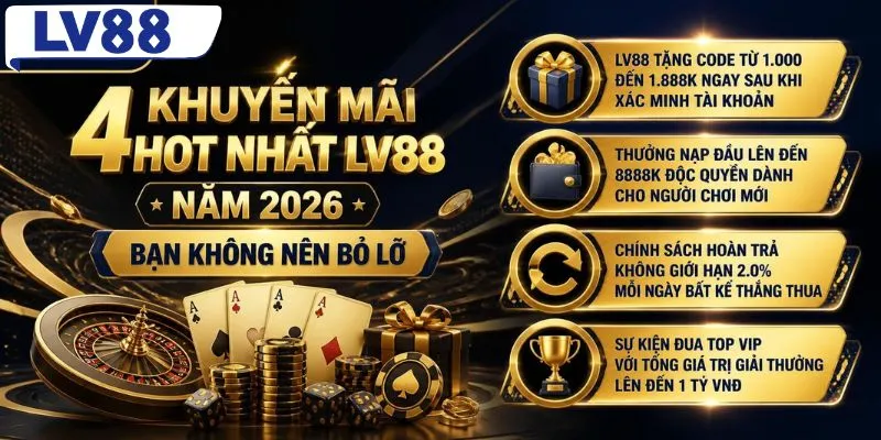 Top 4 chương trình khuyến mãi LV88 hot nhất 2026